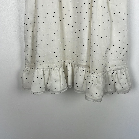 Super down short sleeve black white polka dot ruffle hem lined wrap mini dress - Picture 8 of 11